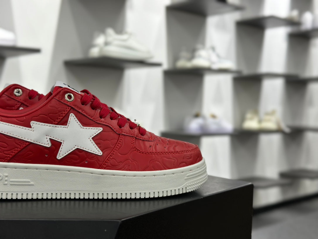 BAPE STA Low-Top Sneakers – Red Camo/White