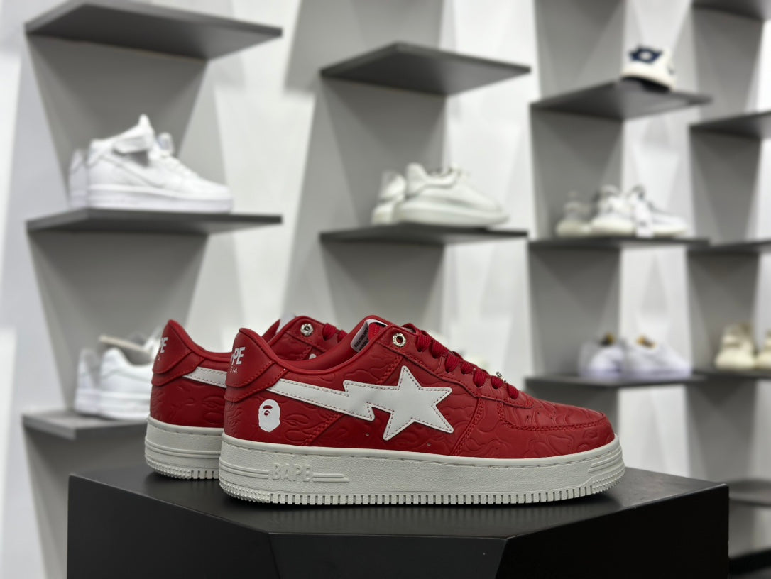 BAPE STA Low-Top Sneakers – Red Camo/White