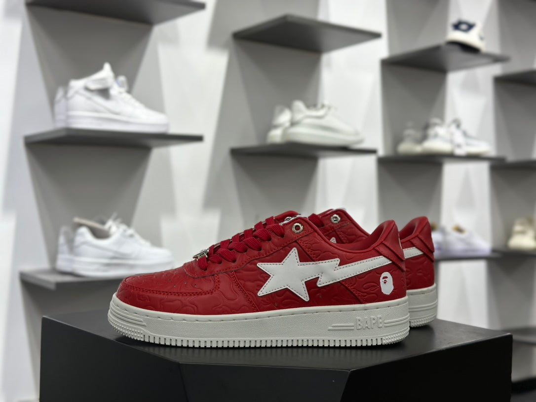 BAPE STA Low-Top Sneakers – Red Camo/White