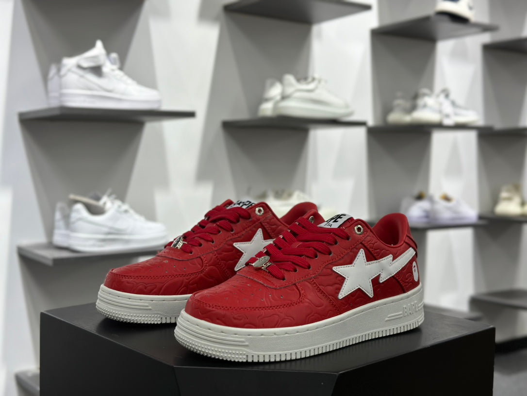 BAPE STA Low-Top Sneakers – Red Camo/White