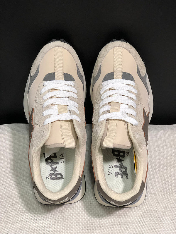 BAPE Retro Low-Top Sneakers – Beige/Brown