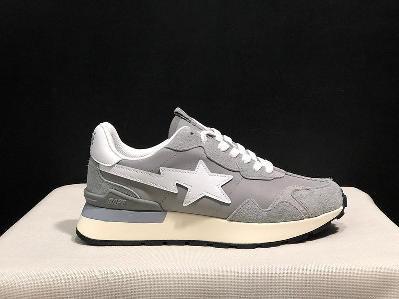 BAPE Retro Low-Top Sneakers – Gray/White