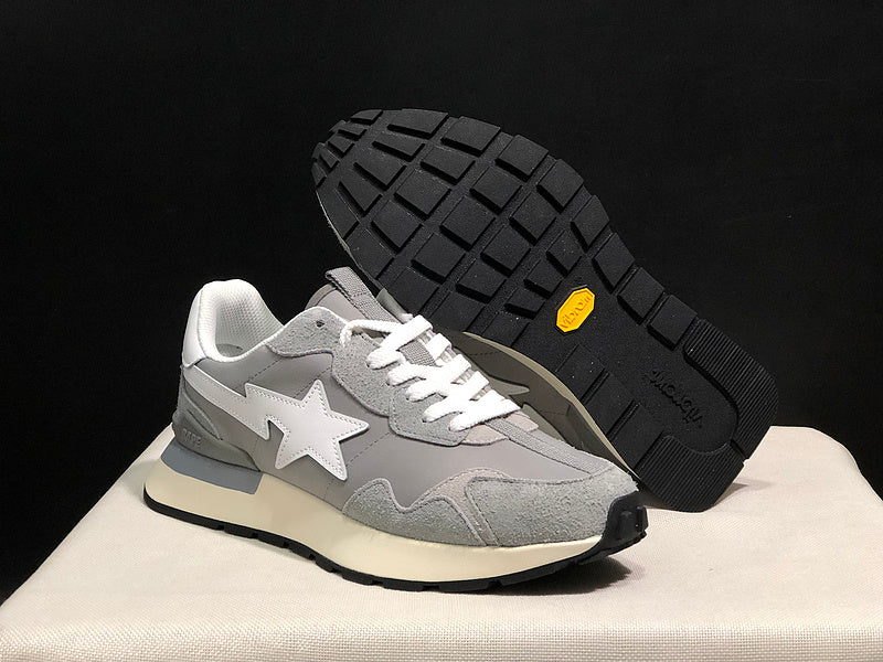 BAPE Retro Low-Top Sneakers – Gray/White