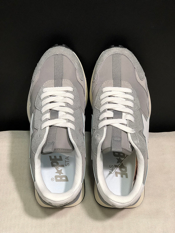 BAPE Retro Low-Top Sneakers – Gray/White