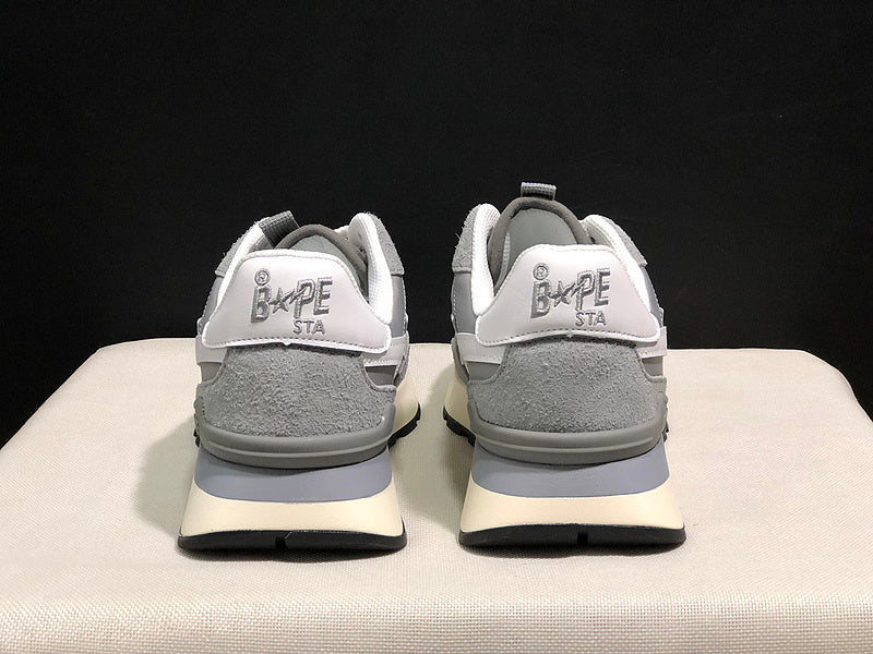 BAPE Retro Low-Top Sneakers – Gray/White