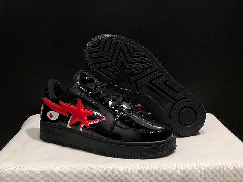 BAPE STA Shark Low-Top Sneakers – Black/Red