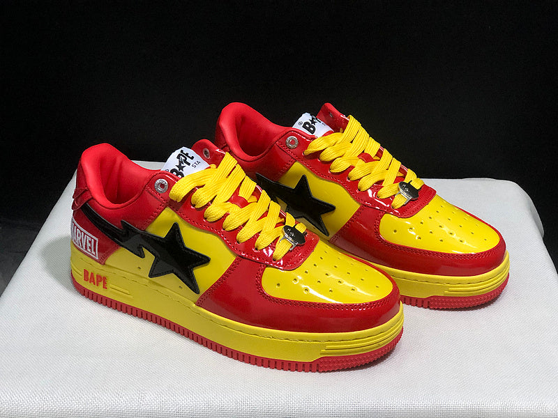 BAPE STA Low-Top Sneakers – Red/Yellow/Black