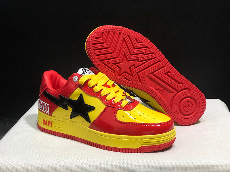 BAPE STA Low-Top Sneakers – Red/Yellow/Black