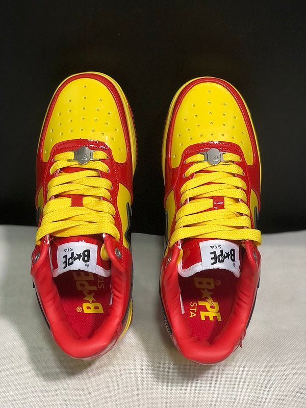 BAPE STA Low-Top Sneakers – Red/Yellow/Black