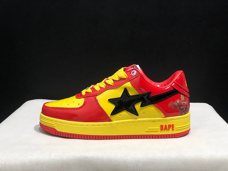 BAPE STA Low-Top Sneakers – Red/Yellow/Black