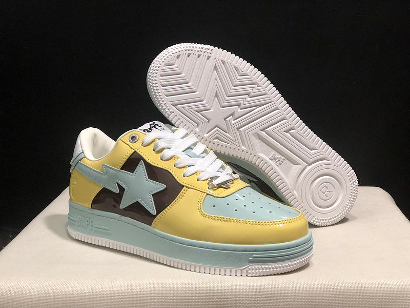 BAPE STA Low-Top Sneakers – Yellow/Mint/Brown
