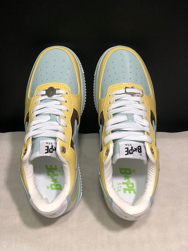 BAPE STA Low-Top Sneakers – Yellow/Mint/Brown