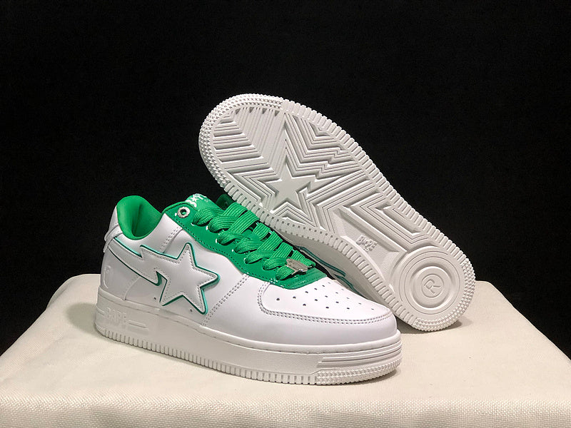BAPE STA Low-Top Sneakers – White/Green