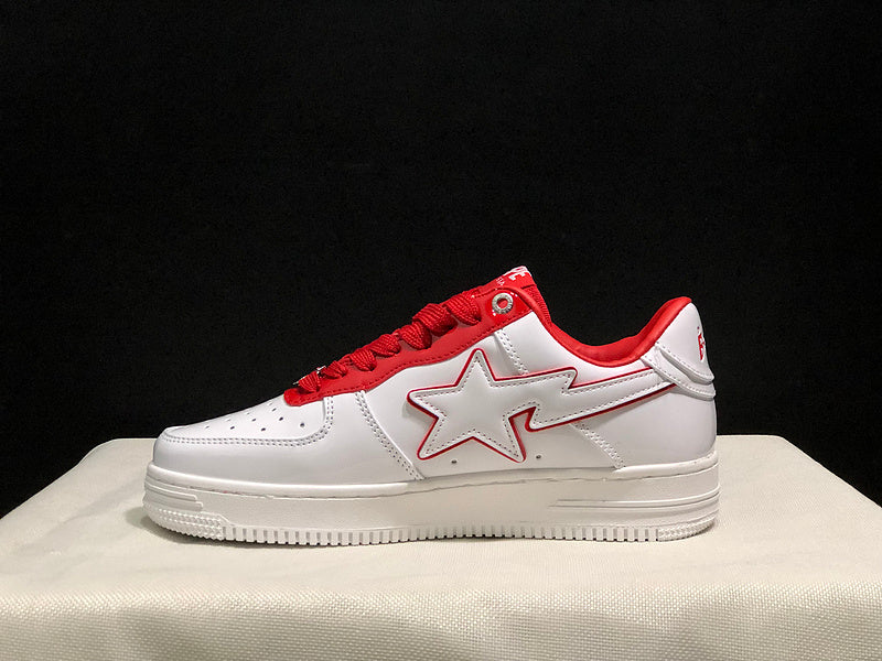 BAPE STA Low-Top Sneakers – White/Red