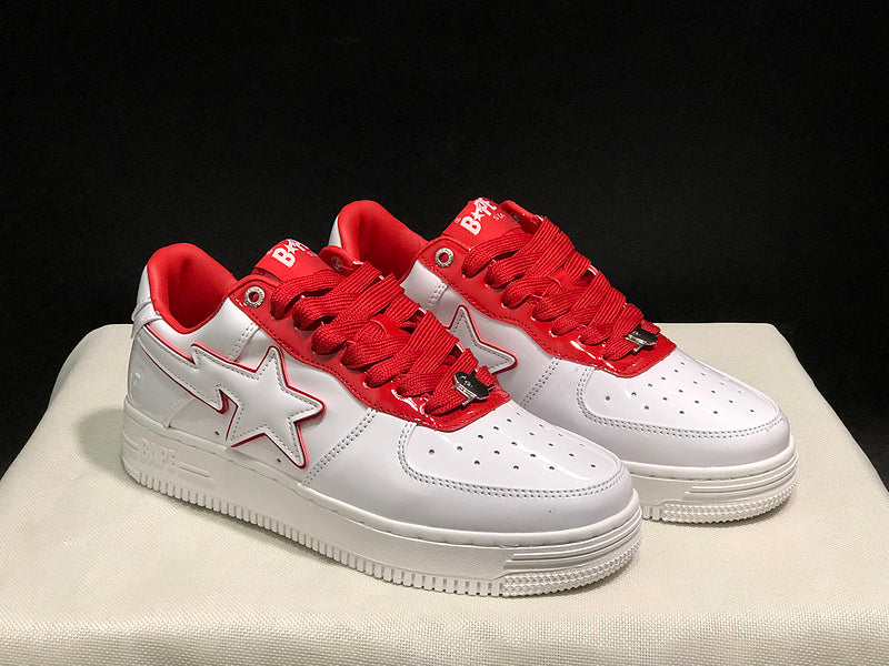BAPE STA Low-Top Sneakers – White/Red