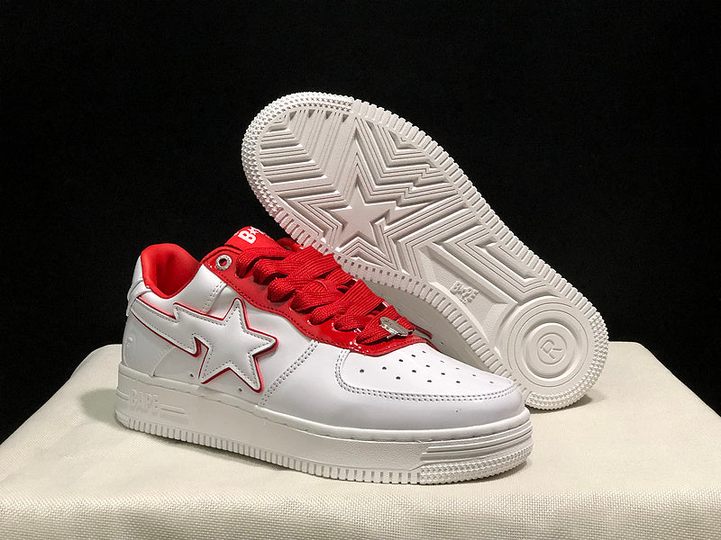 BAPE STA Low-Top Sneakers – White/Red