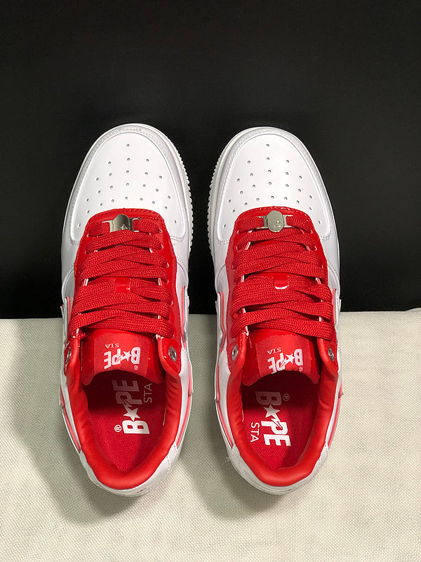 BAPE STA Low-Top Sneakers – White/Red