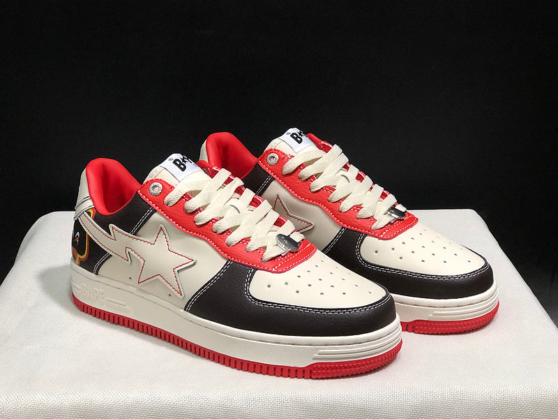 BAPE STA Low-Top Sneakers – Off-White/Black/Red