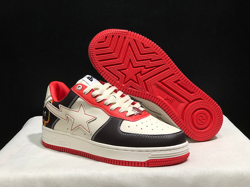 BAPE STA Low-Top Sneakers – Off-White/Black/Red