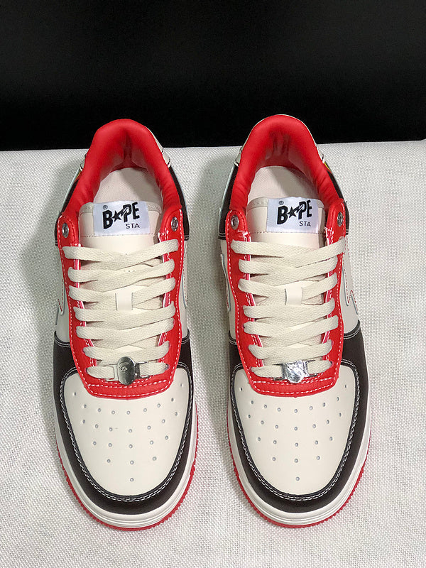 BAPE STA Low-Top Sneakers – Off-White/Black/Red
