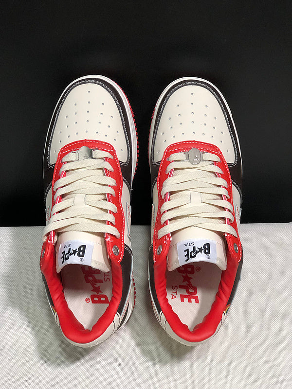 BAPE STA Low-Top Sneakers – Off-White/Black/Red