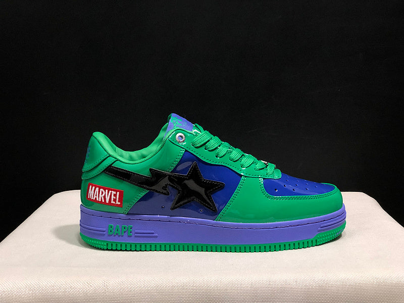 BAPE STA Low-Top Sneakers – Green/Royal Blue/Purple
