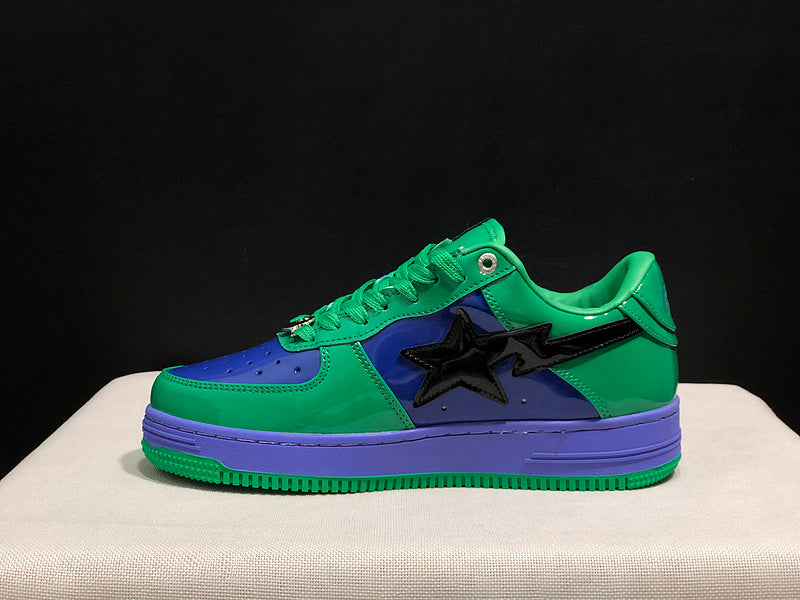 BAPE STA Low-Top Sneakers – Green/Royal Blue/Purple