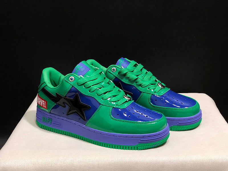 BAPE STA Low-Top Sneakers – Green/Royal Blue/Purple