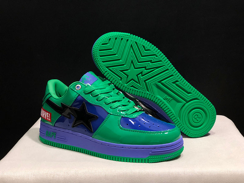 BAPE STA Low-Top Sneakers – Green/Royal Blue/Purple