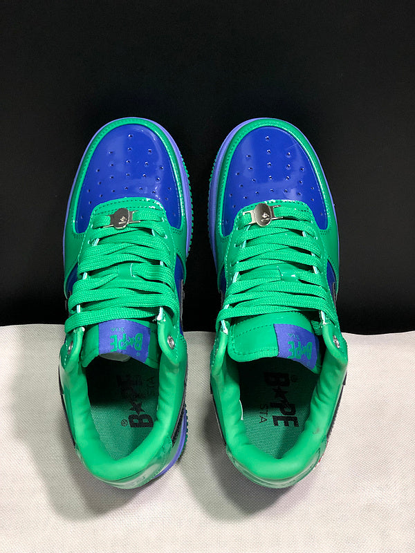 BAPE STA Low-Top Sneakers – Green/Royal Blue/Purple