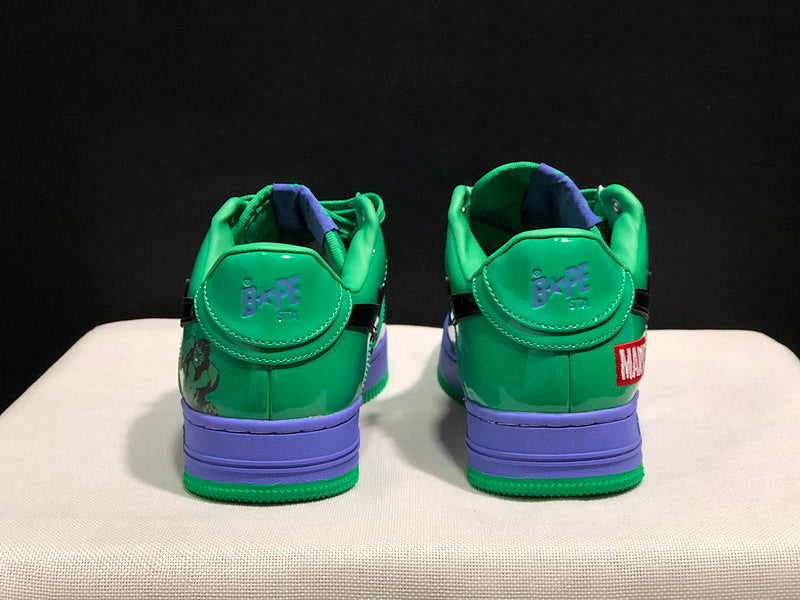 BAPE STA Low-Top Sneakers – Green/Royal Blue/Purple