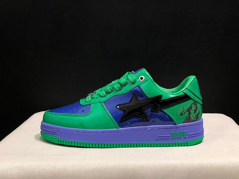 BAPE STA Low-Top Sneakers – Green/Royal Blue/Purple