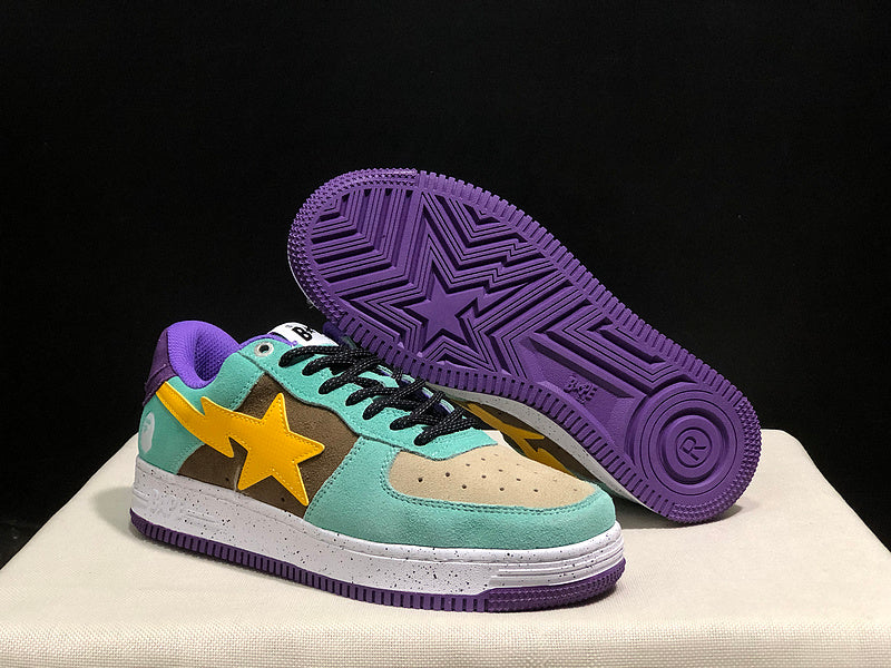 BAPE STA #2 Low-Top Sneakers – Mint Green/Yellow/Purple