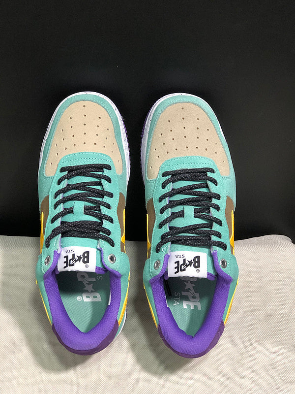 BAPE STA #2 Low-Top Sneakers – Mint Green/Yellow/Purple