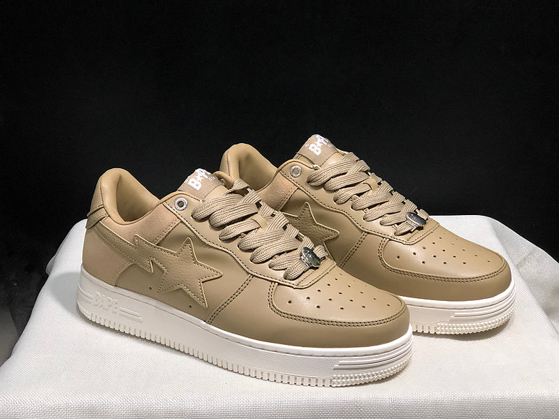 BAPE STA Low-Top Sneakers – Tan/Cream