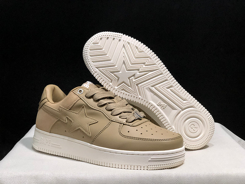 BAPE STA Low-Top Sneakers – Tan/Cream