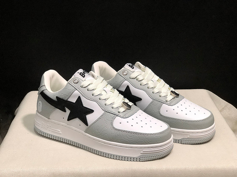 BAPE STA Low-Top Sneakers – Gray/White/Black
