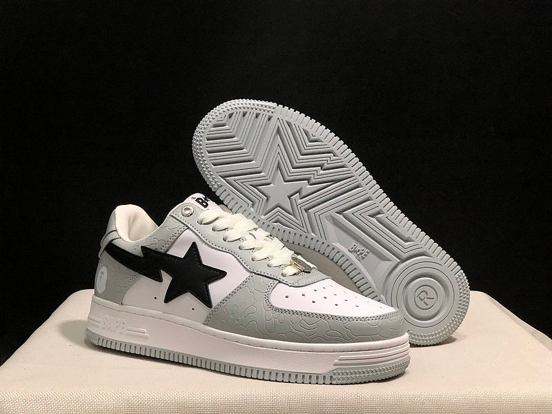BAPE STA Low-Top Sneakers – Gray/White/Black