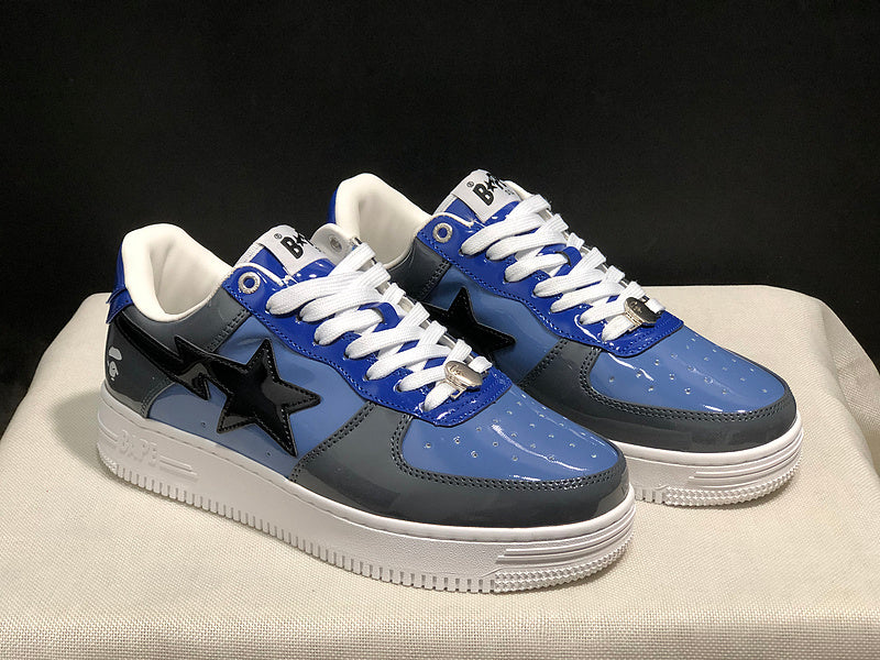 BAPE STA Low-Top Sneakers – Blue, Grey & Black
