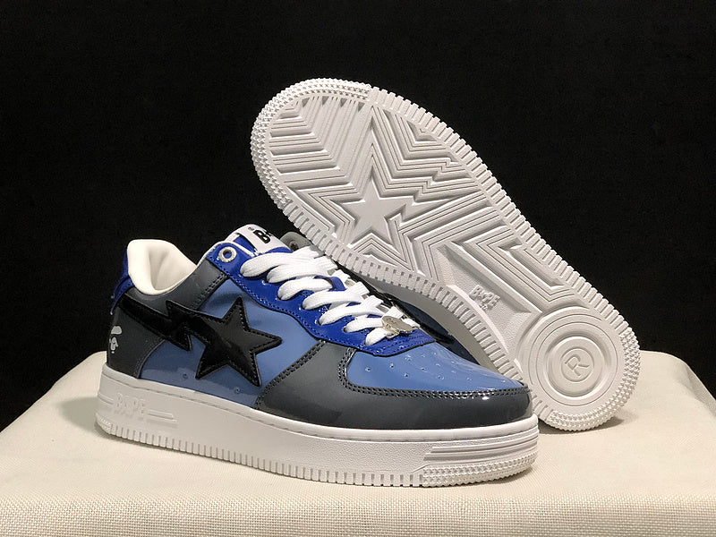 BAPE STA Low-Top Sneakers – Blue, Grey & Black