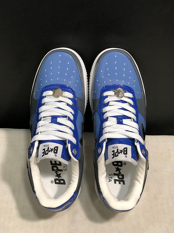 BAPE STA Low-Top Sneakers – Blue, Grey & Black
