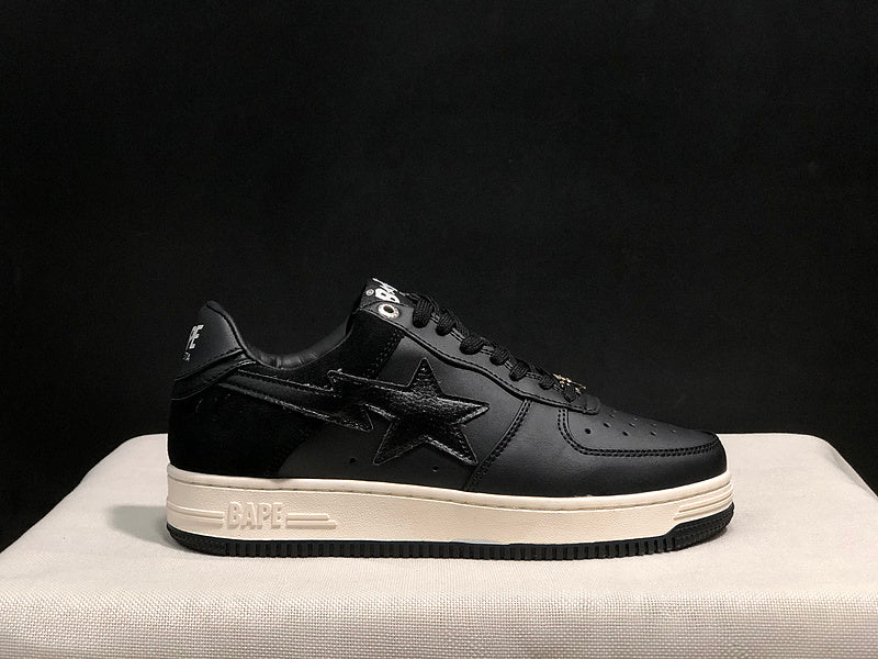 BAPE STA Low-Top Sneakers – Black & Off-White