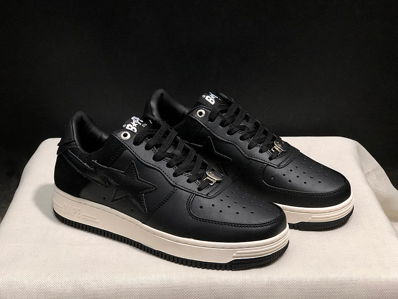 BAPE STA Low-Top Sneakers – Black & Off-White
