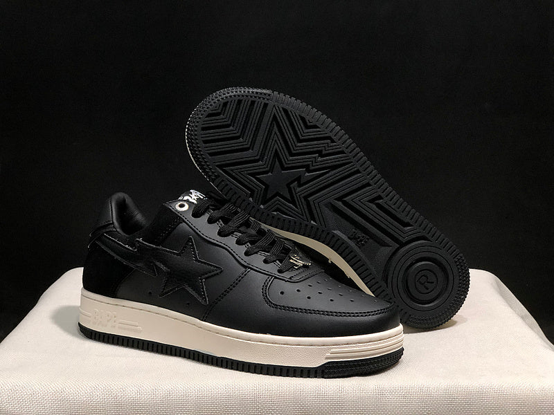 BAPE STA Low-Top Sneakers – Black & Off-White