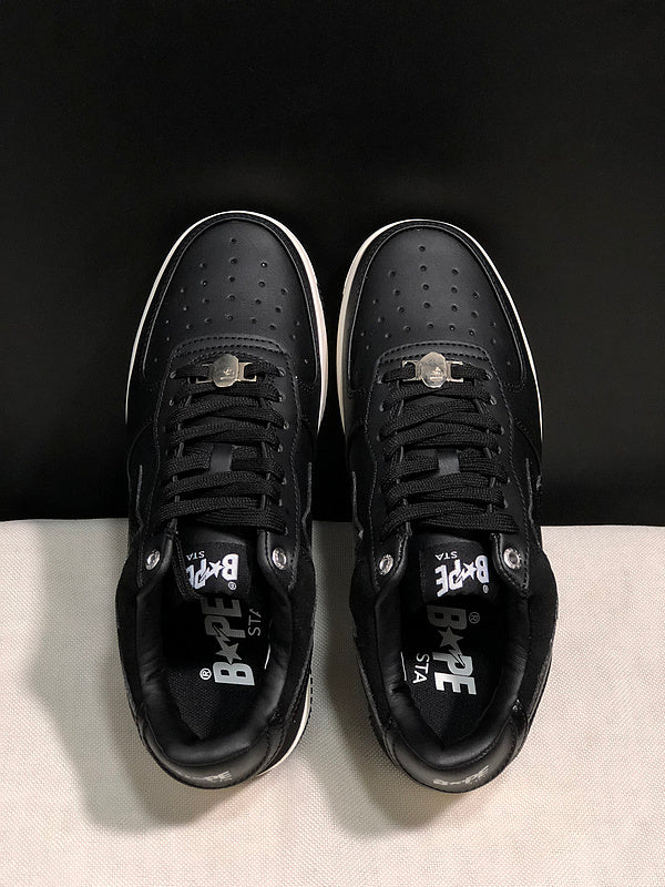 BAPE STA Low-Top Sneakers – Black & Off-White