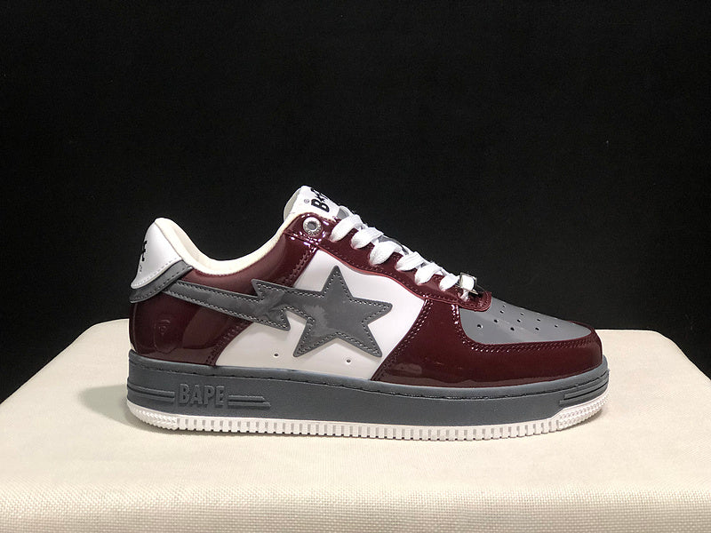 BAPE STA Low-Top Sneakers – Burgundy, Gray & White