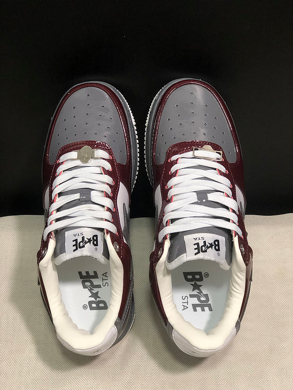 BAPE STA Low-Top Sneakers – Burgundy, Gray & White
