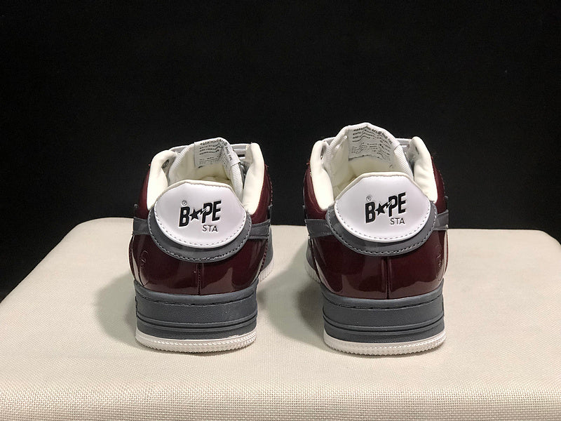BAPE STA Low-Top Sneakers – Burgundy, Gray & White