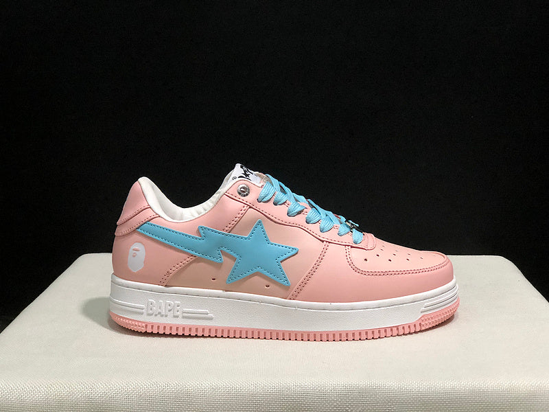BAPE STA Low-Top Sneakers – Blush Pink & Sky Blue