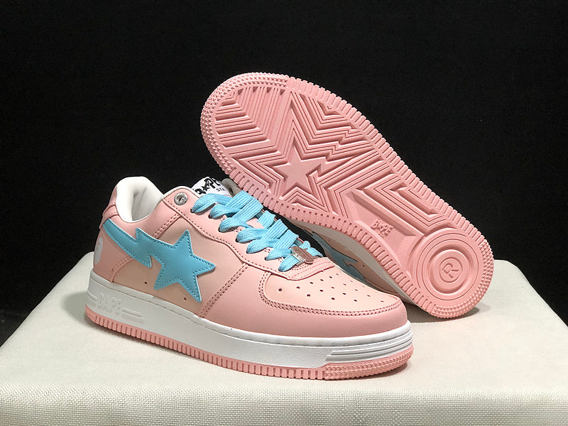 BAPE STA Low-Top Sneakers – Blush Pink & Sky Blue